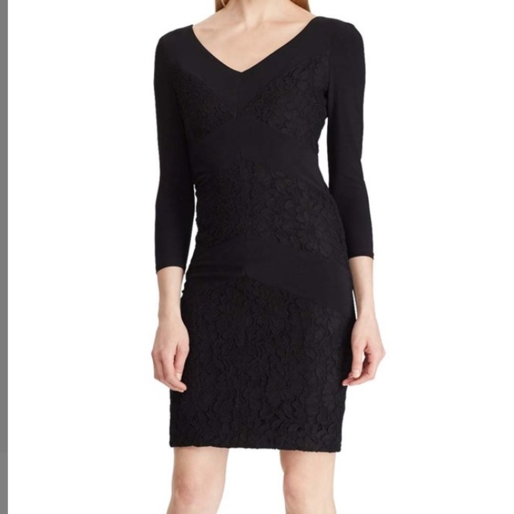 Ralph Lauren Jersey VNeck w/Black Lace Trim
